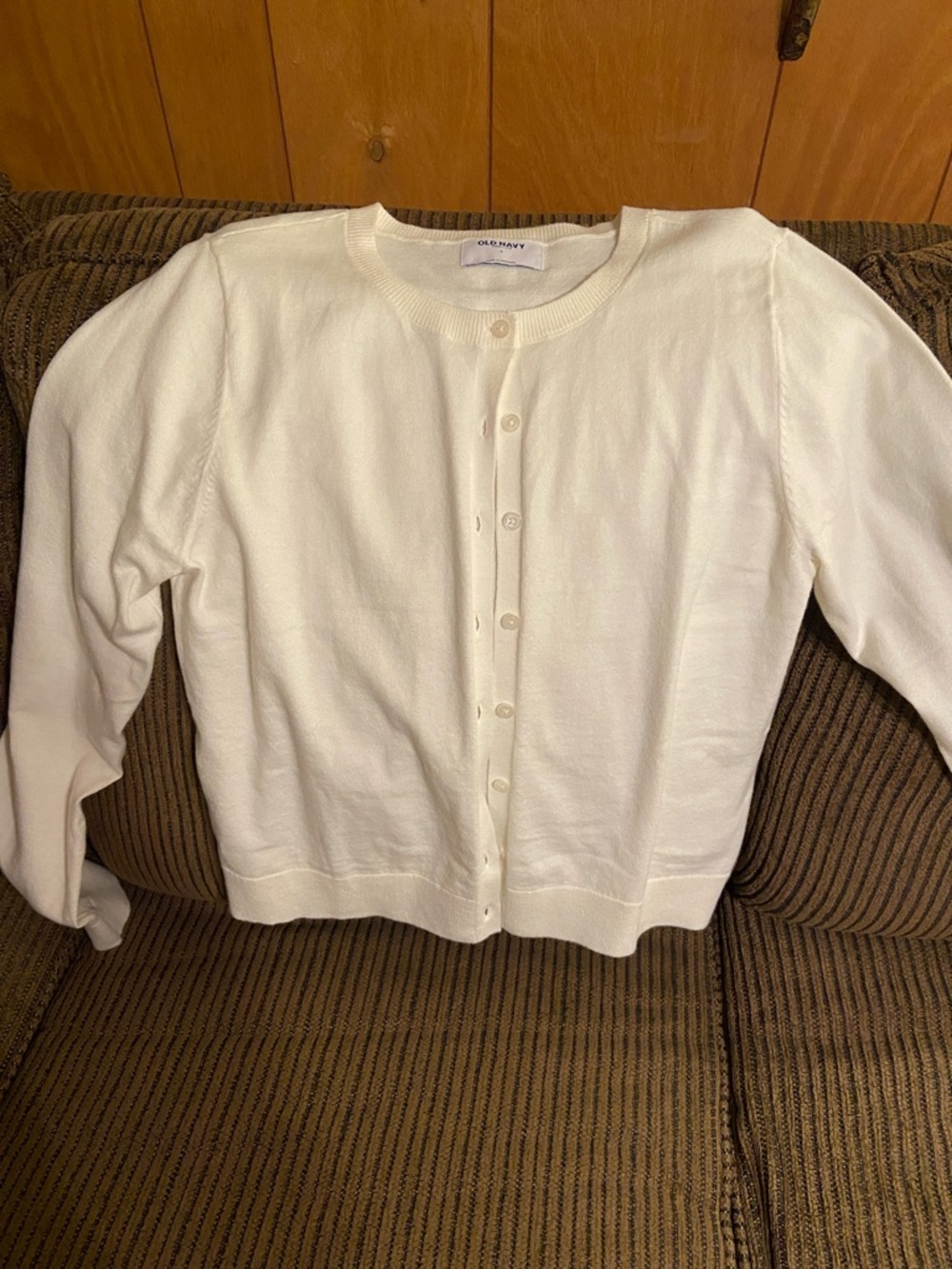 Old Navy Women's White Button Front Crewneck Cardigan